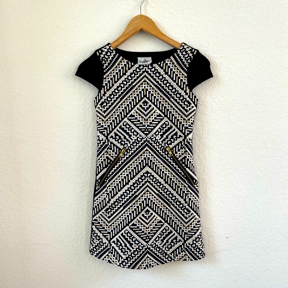 {Rare Editions} Girls Black Dress w Zippered Pockets